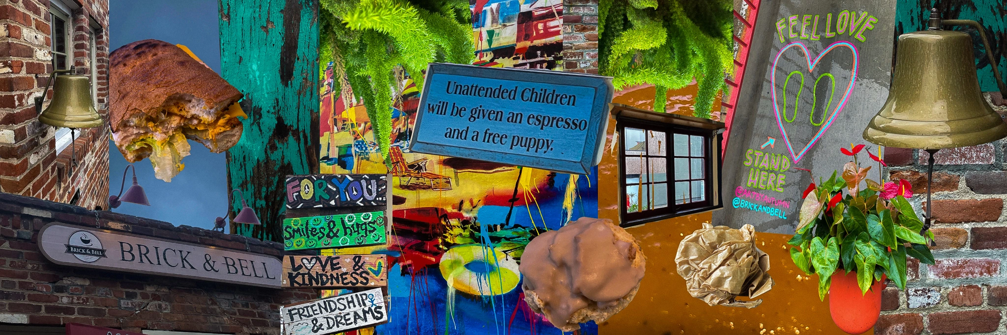 Digital collage of Brick and Bell cafe